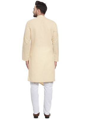 Designer Beige Linen Kurta Pajama 4