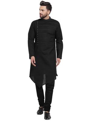 Designer Black Linen Kurta Pajama 1