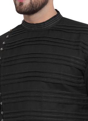 Designer Black Linen Kurta Pajama 2