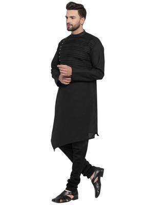 Designer Black Linen Kurta Pajama 3