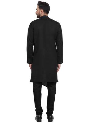 Designer Black Linen Kurta Pajama 4