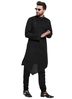 Designer Black Linen Kurta Pajama 5