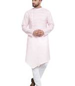 Designer Pink Linen Kurta With Aligarh Pyjama For Men By Treemoda
