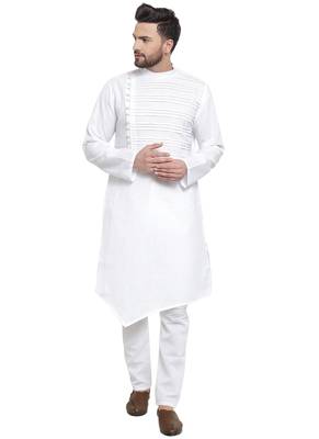 Designer White Linen Kurta Pajama 1