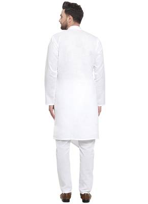 Designer White Linen Kurta Pajama 5