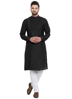 Designer Black Linen Kurta Pajama 1
