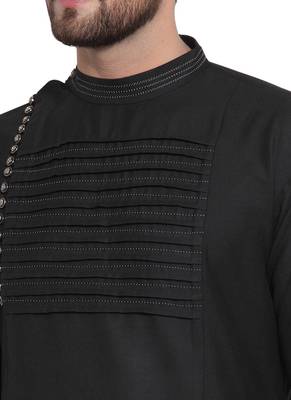 Designer Black Linen Kurta Pajama 2