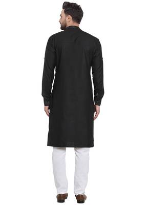 Designer Black Linen Kurta Pajama 3