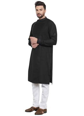 Designer Black Linen Kurta Pajama 4