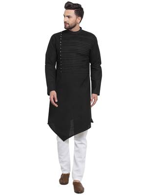 Designer Black Linen Kurta Pajama 1