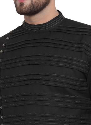 Designer Black Linen Kurta Pajama 2