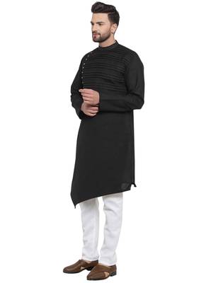 Designer Black Linen Kurta Pajama 3