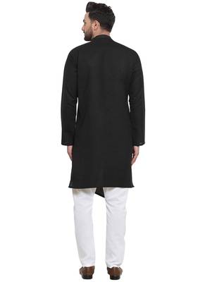 Designer Black Linen Kurta Pajama 4