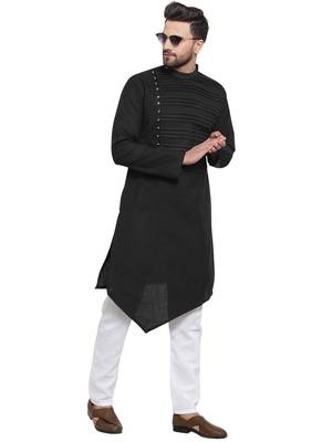 Designer Black Linen Kurta Pajama 5