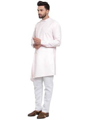 Designer Pink Linen Kurta With Aligarh Pyjama For Men By Treemoda 3