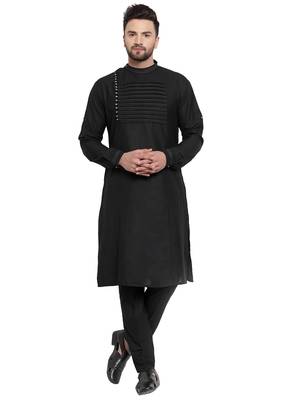 Designer Black Linen Kurta Pajama 1