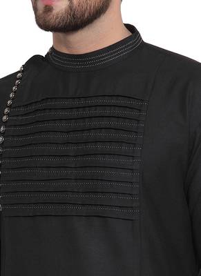 Designer Black Linen Kurta Pajama 2