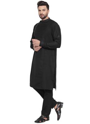 Designer Black Linen Kurta Pajama 3