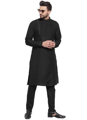 Designer Black Linen Kurta Pajama 5