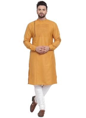 Designer Yellow Linen Kurta Pajama 1
