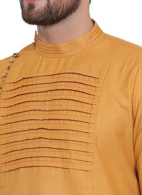 Designer Yellow Linen Kurta Pajama 2