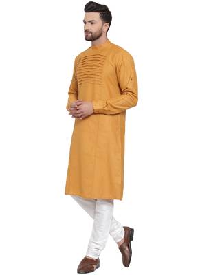 Designer Yellow Linen Kurta Pajama 3