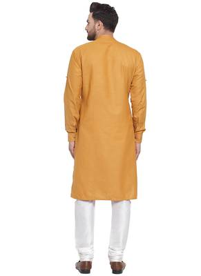 Designer Yellow Linen Kurta Pajama 4