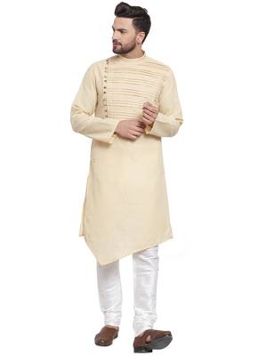 Designer Beige Linen Kurta Pajama 1