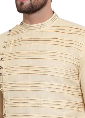 Designer Beige Linen Kurta Pajama 2