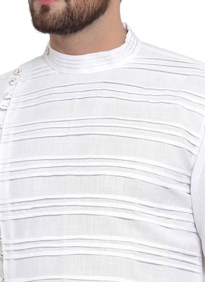 Designer White Linen Kurta Pajama 2