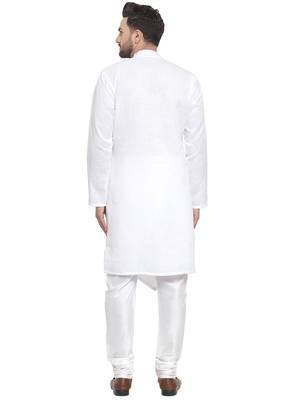 Designer White Linen Kurta Pajama 4
