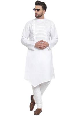 Designer White Linen Kurta Pajama 5