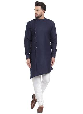 Designer Blue Linen Kurta Pajama 1