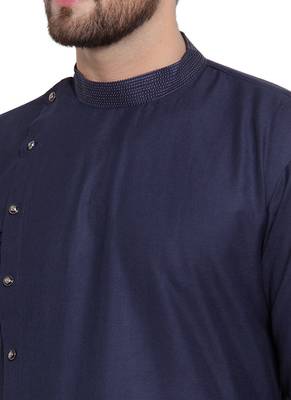 Designer Blue Linen Kurta Pajama 2
