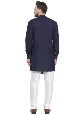 Designer Blue Linen Kurta Pajama 4