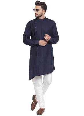 Designer Blue Linen Kurta Pajama 5