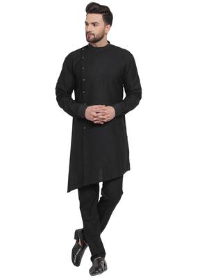 Designer Black Linen Kurta Pajama 1