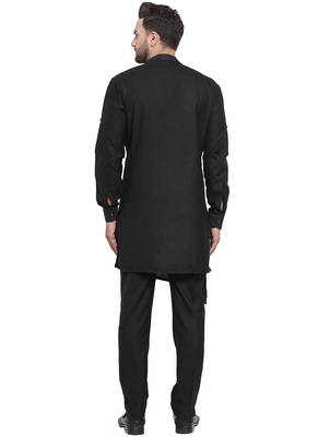 Designer Black Linen Kurta Pajama 4