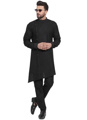 Designer Black Linen Kurta Pajama 5