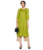 Green plain rayon ethnic-kurtis