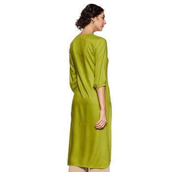 Green plain rayon ethnic-kurtis 2