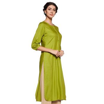 Green plain rayon ethnic-kurtis 3