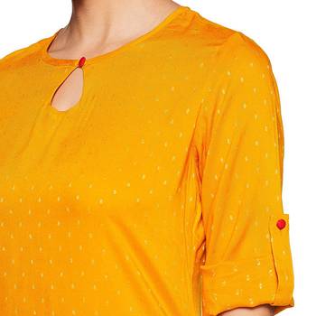 Yellow plain rayon ethnic-kurtis 4