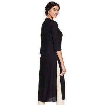 Black plain rayon ethnic-kurtis 2
