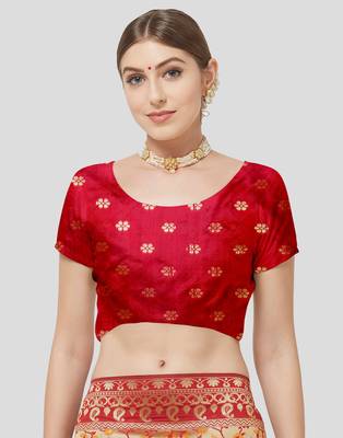 Red woven art silk sarees saree with blouse 5