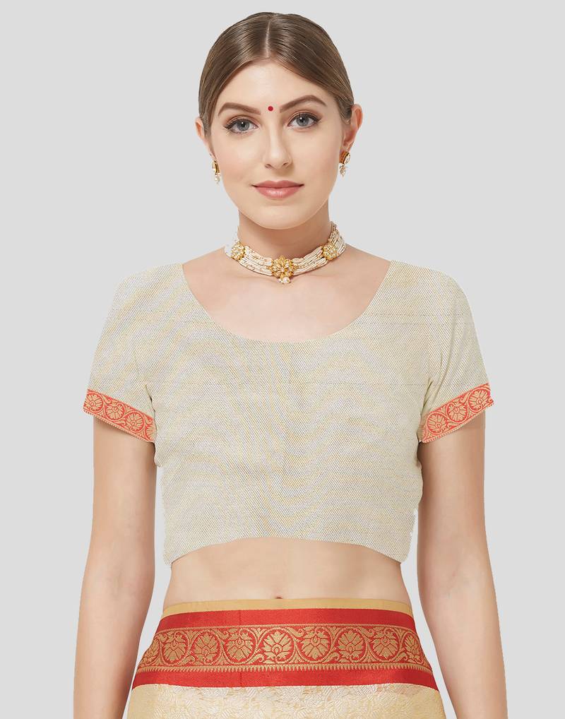 Cream woven art silk sarees saree with blouse Viva N Diva 3128471