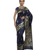 Black woven art silk sarees saree with blouse