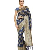 Royal blue woven art silk sarees saree with blouse