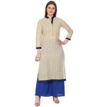 Yellow printed Cotton kurti 1