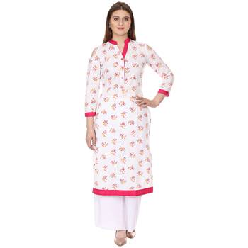 White printed Cotton kurti 1